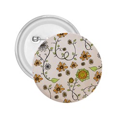 Yellow Whimsical Flowers  2 25  Button by Zandiepants