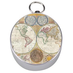 1794 World Map Silver Compass by StuffOrSomething