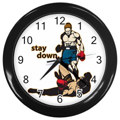 Stay Down Boxing Wall Clock (black) by MegaSportsFan