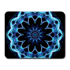 Crystal Star, Abstract Glowing Blue Mandala Small Mouse Pad (rectangle) by DianeClancy
