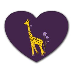 Purple Roller Skating Cute Cartoon Giraffe Mouse Pad (heart) by CreaturesStore