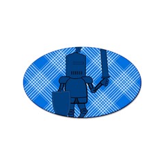 Blue Knight On Plaid Sticker (oval) by StuffOrSomething