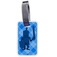 Blue Knight On Plaid Luggage Tag (one Side) by StuffOrSomething
