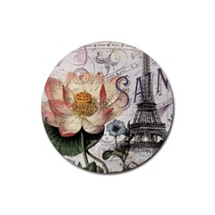 Vintage Paris Eiffel Tower Floral Drink Coaster (round) by chicelegantboutique