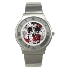 Skull Grunge Graffiti  Stainless Steel Watch (slim) by OCDesignss