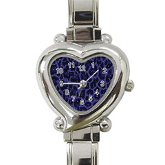 Blue Leapord Bling Heart Italian Charm Watch  by OCDesignss