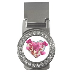 Heart Shaped With Flowers Digital Collage Money Clip (cz) by dflcprints