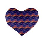Pink blue waves pattern 16  Premium Heart Shape Cushion  Back