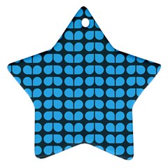 Blue Gray Leaf Pattern Star Ornament by GardenOfOphir