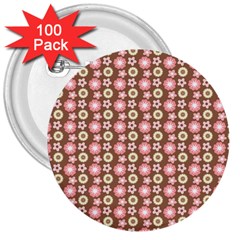 Cute Floral Pattern 3  Button (100 Pack) by GardenOfOphir
