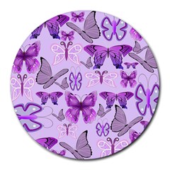 Purple Awareness Butterflies 8  Mouse Pad (round) by FunWithFibro