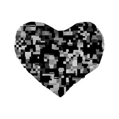Background Noise In Black & White Standard 16  Premium Heart Shape Cushion  by StuffOrSomething