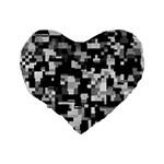 Background Noise In Black & White Standard 16  Premium Heart Shape Cushion  Back