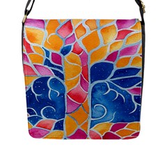 Yellow Blue Pink Abstract  Flap Closure Messenger Bag (l) by OCDesignss