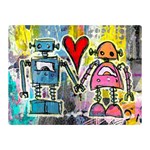 Graffiti Pop Robot Love Double Sided Flano Blanket (Mini) 35 x27  Blanket Front