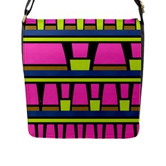 Trapeze And Stripes Flap Closure Messenger Bag (l) by LalyLauraFLM