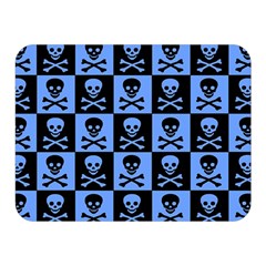 Blue Skull Checkerboard Double Sided Flano Blanket (mini)  by ArtistRoseanneJones