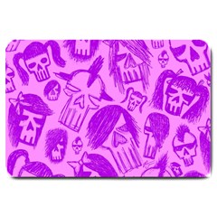 Purple Skull Sketches Large Doormat  by ArtistRoseanneJones
