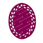 Merry Christmas,text,bordeaux Ornament (Oval Filigree)  Front