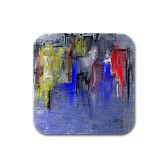 Hazy City Abstract Design Rubber Square Coaster (4 Pack)  by digitaldivadesigns