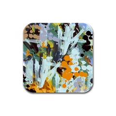 Abstract Country Garden Rubber Square Coaster (4 Pack)  by digitaldivadesigns