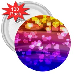 Lovely Hearts, Bokeh 3  Buttons (100 Pack)  by ImpressiveMoments