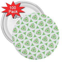 Sweet Doodle Pattern Green 3  Buttons (100 Pack)  by ImpressiveMoments