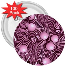Doodle Fun Pink 3  Buttons (100 Pack)  by ImpressiveMoments