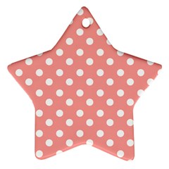 Coral And White Polka Dots Star Ornament (two Sides)  by GardenOfOphir