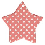 Coral And White Polka Dots Star Ornament (Two Sides)  Front
