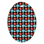 Colorful Floral Pattern Oval Ornament (Two Sides) Back