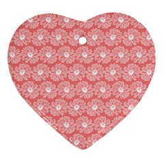 Coral Pink Gerbera Daisy Vector Tile Pattern Ornament (heart)  by GardenOfOphir