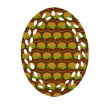 Burger Snadwich Food Tile Pattern Ornament (Oval Filigree)  Front