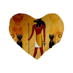Anubis, Ancient Egyptian God Of The Dead Rituals  Standard 16  Premium Heart Shape Cushions by FantasyWorld7