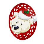 Funny Polar Bear Ornament (Oval Filigree)  Front