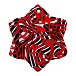 Ribbon Chaos Red Snowflake Ornament (2-Side) Front
