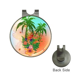 Tropical Design With Palm And Flowers Hat Clips With Golf Markers by FantasyWorld7
