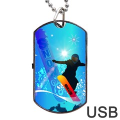Snowboarding Dog Tag Usb Flash (one Side) by FantasyWorld7