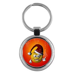 Cute Funny Christmas Smiley With Christmas Tree Key Chains (round)  by FantasyWorld7