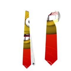 Cute Funny Christmas Smiley With Christmas Tree Neckties (two Side)  by FantasyWorld7