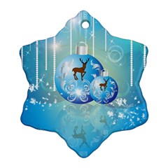 Wonderful Christmas Ball With Reindeer And Snowflakes Snowflake Ornament (2-side) by FantasyWorld7