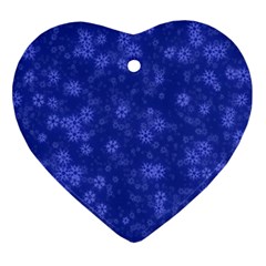 Snow Stars Blue Heart Ornament (2 Sides) by ImpressiveMoments