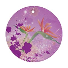 Wonderful Flowers On Soft Purple Background Round Ornament (two Sides)  by FantasyWorld7