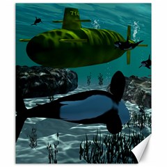 Submarine With Orca Canvas 20  X 24   by FantasyWorld7