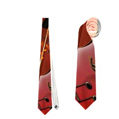 Violin With Violin Bow And Key Notes Neckties (one Side)  by FantasyWorld7