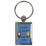 Keep Calm and Party On Key Chain (Rectangle) Front