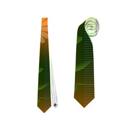 Beautiful Flowers With Leaves On Soft Background Neckties (two Side)  by FantasyWorld7