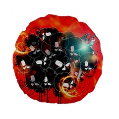 Black Skulls On Red Background With Sword Standard 15  Premium Flano Round Cushions by FantasyWorld7