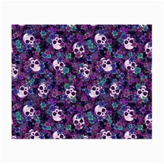 Flowers And Skulls Glasses Cloth (small, Two Sided) by Ellador