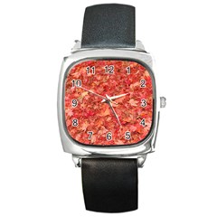Red Maple Leaves Square Metal Watches by trendistuff